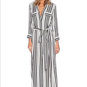 L’AGENCE black and white stripe maxi dress